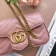 Gucci Gg Marmont Leather Super Mini Bag  Dusty Pink Chevron Leather